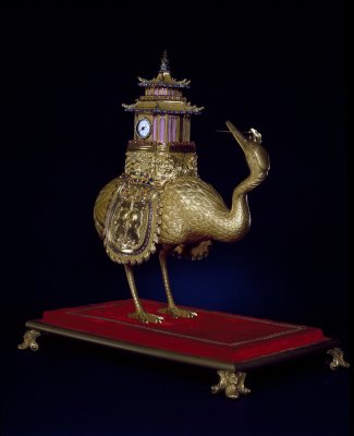 图片[1]-Copper plated crane pavilion-type watch-China Archive